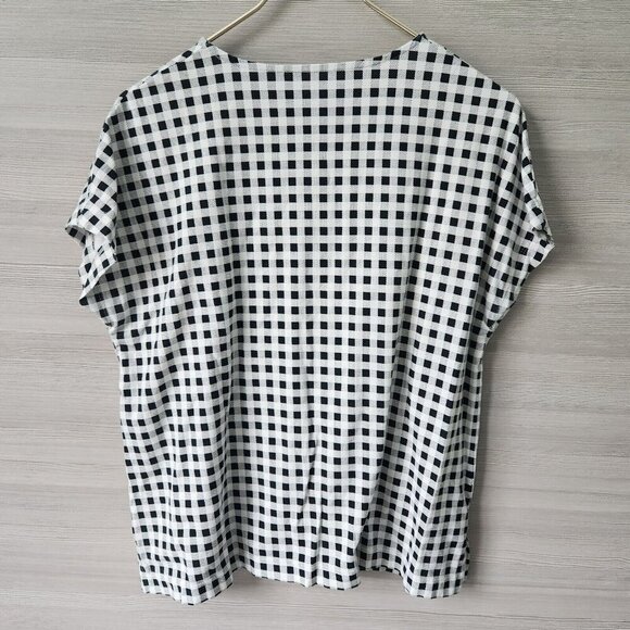 J. Jill Luxe Supima Relaxed Stretch Tee Black White Gingham Print Womens Size S - Picture 4 of 14